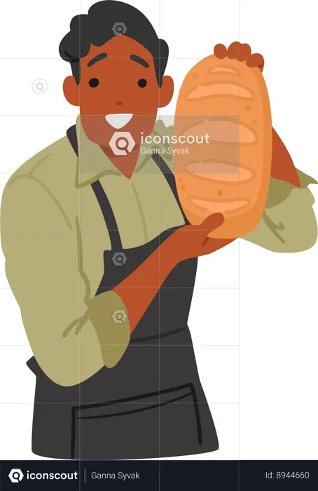 Baker is holding croissant  Illustration