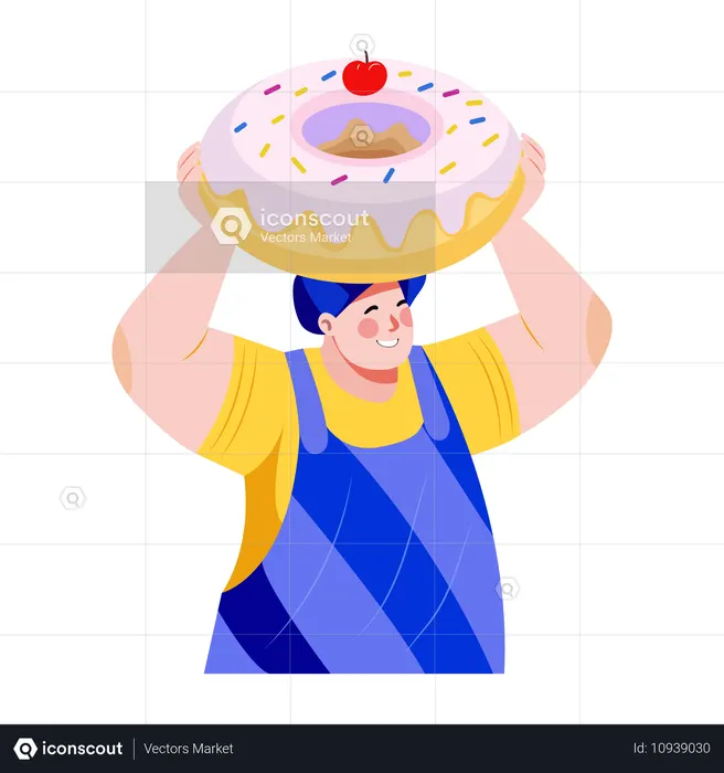 Baker make a sweet dessert  Illustration