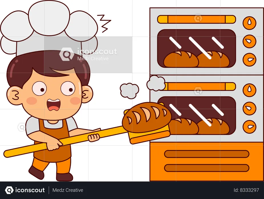 Baker making bread  Illustration