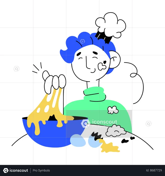 Baker making dough  Illustration