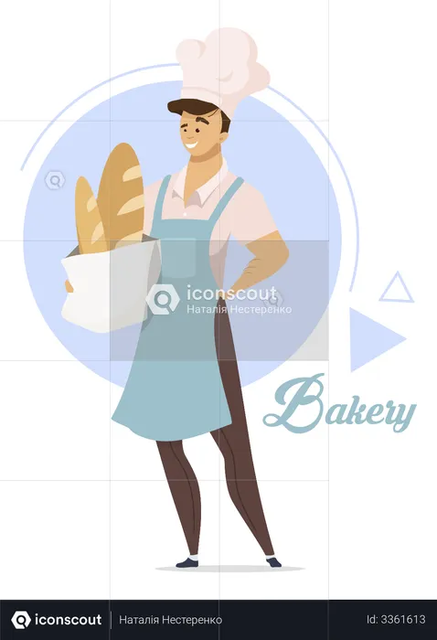 Baker preparing bread  Illustration