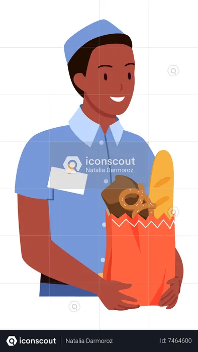 Bakery Boy holding baked goods  Illustration