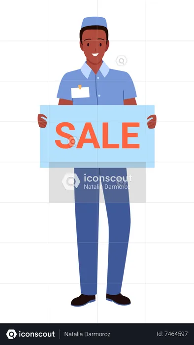 Bakery Boy holding sale board  Illustration