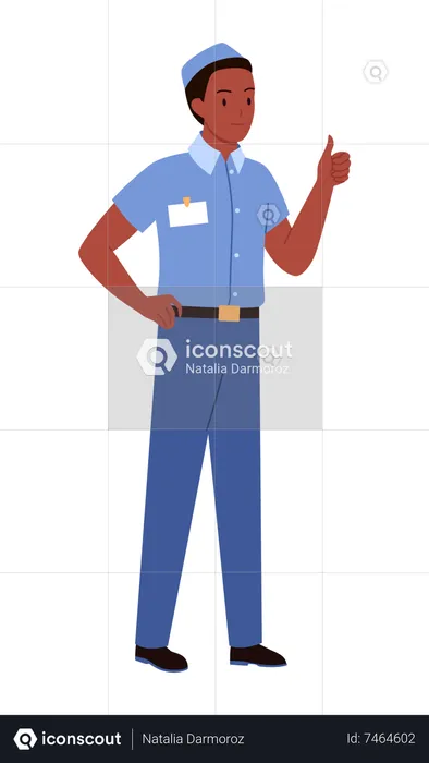 Bakery Boy showing thumbs up  Illustration