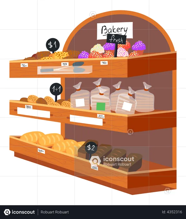 Bakery department in supermarket  Illustration