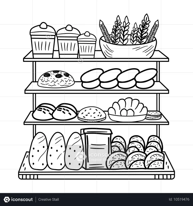 ベーカリーラック  イラスト
