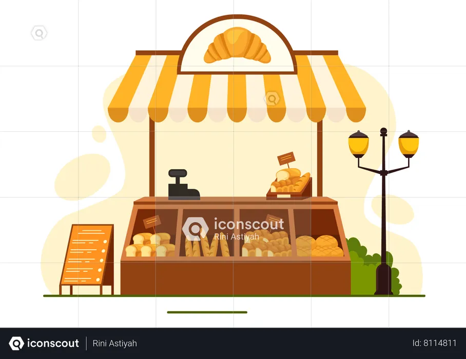 Bakery Store and bakery food  Illustration