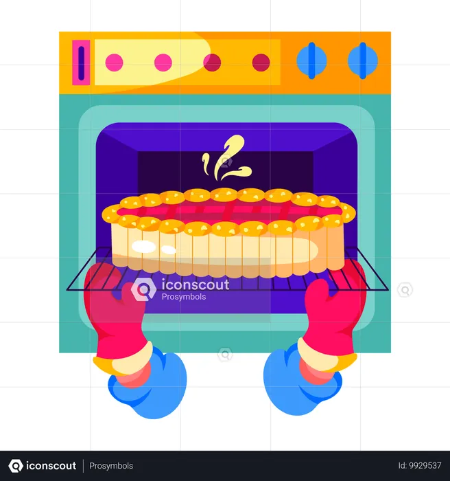 Baking pie in oven  Illustration