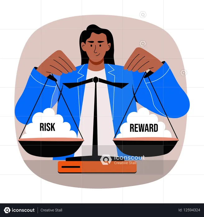 O equilíbrio entre risco e recompensa é alcançado  Ilustração