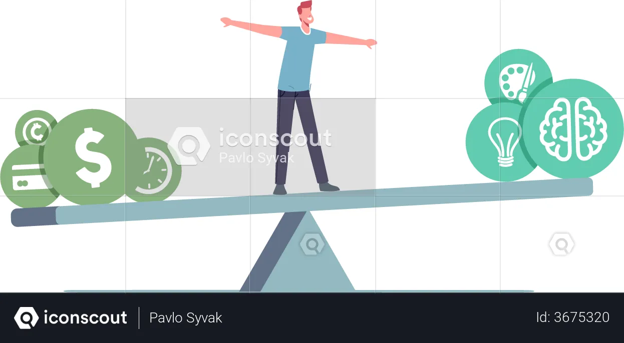 Balancing on Huge Seesaw with Different Values Time  Illustration