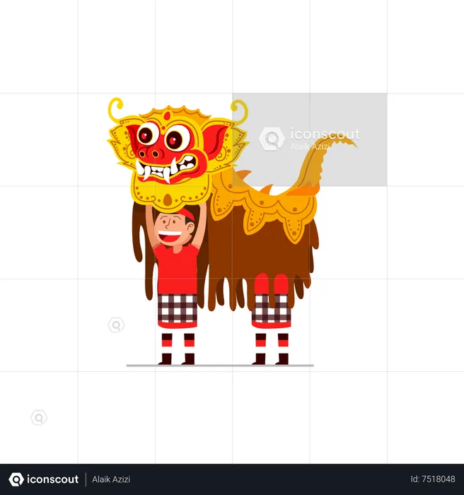 Balinese evil spirit dance  Illustration