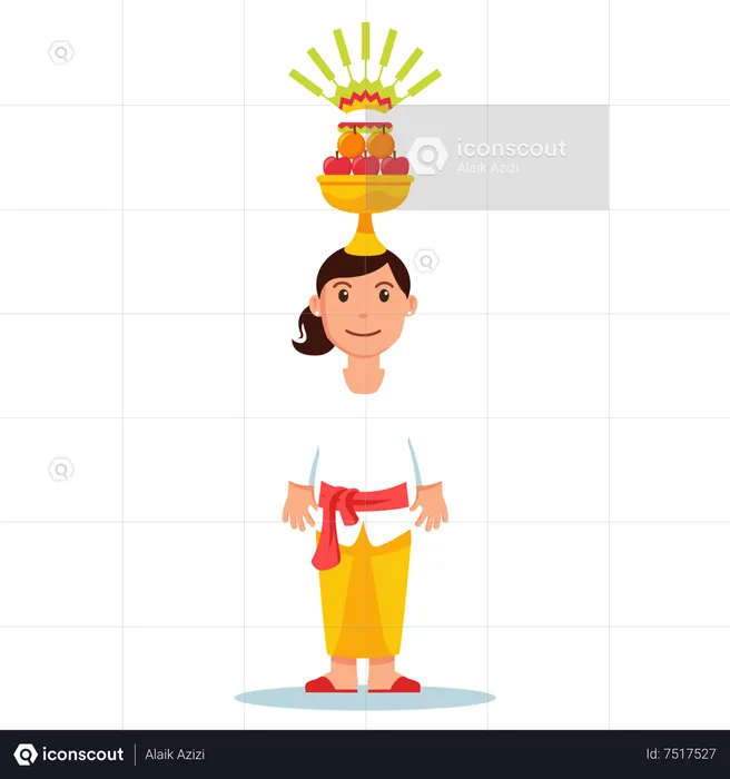 Balinese girl to perform  purification ceremony  Illustration