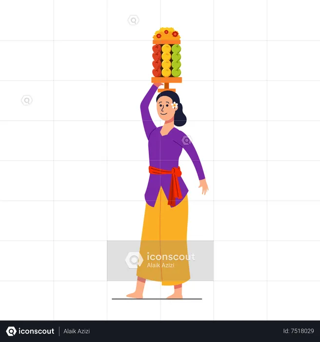 Balinese girl to perform  purification ceremony  Illustration