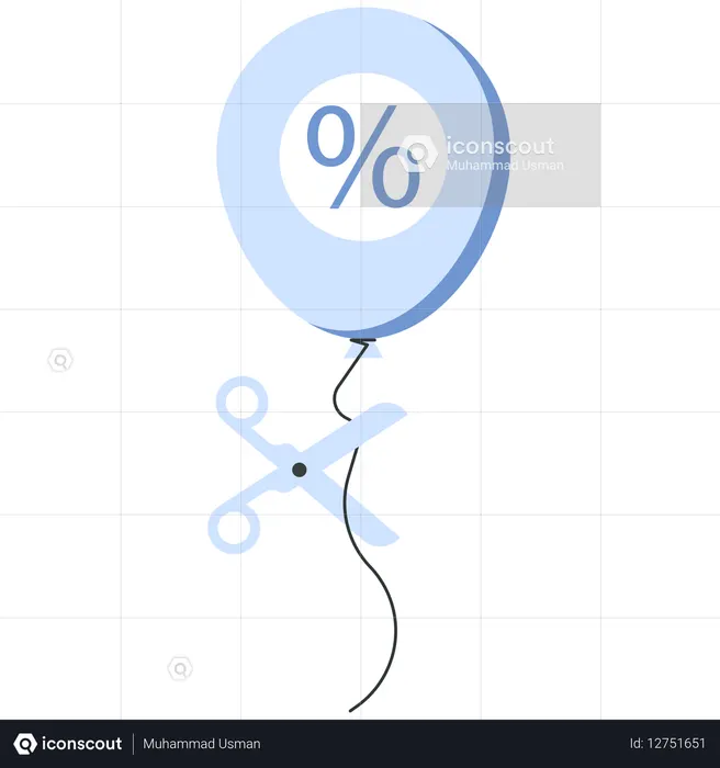 Ballon avec pourcentage coupé aux ciseaux  Illustration