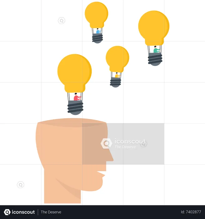 Des ballons créatifs sortent du cerveau  Illustration