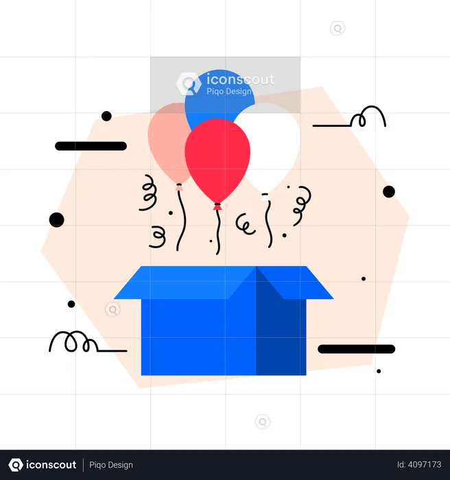 Balloon out of the box  Illustration