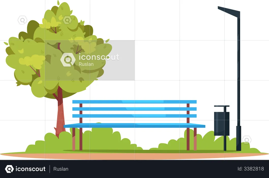 Banc dans un parc  Illustration