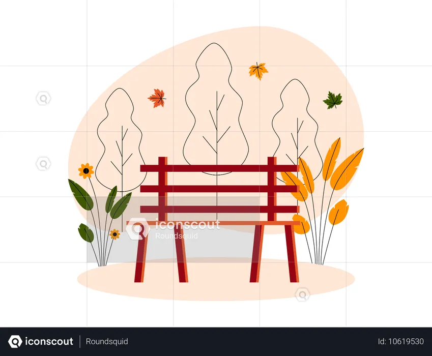 Banc de parc d'automne  Illustration