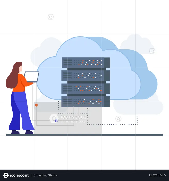 Banco de dados baseado em nuvem do site  Ilustração