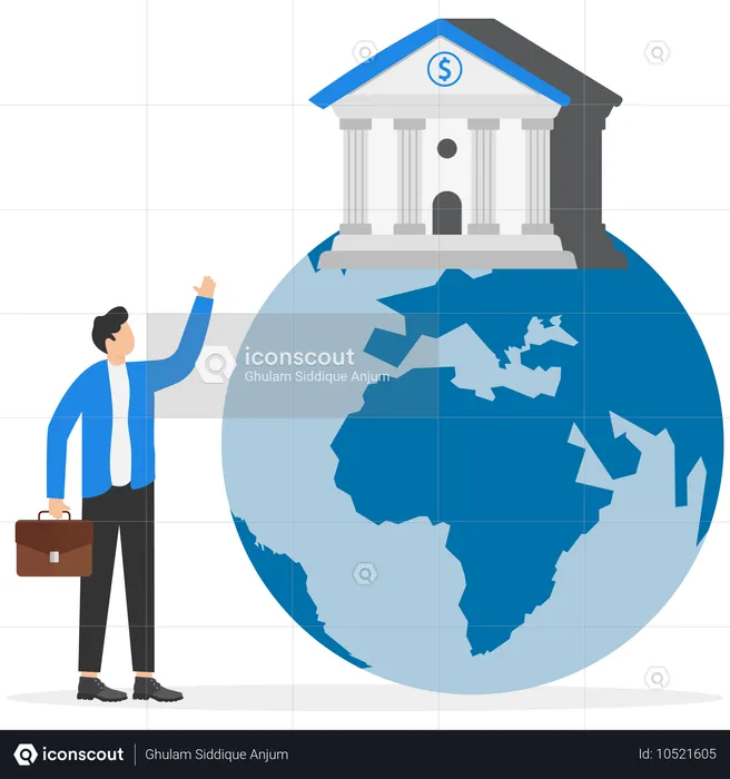 Banco Mundial forte posição do banco no planeta Terra  Ilustração