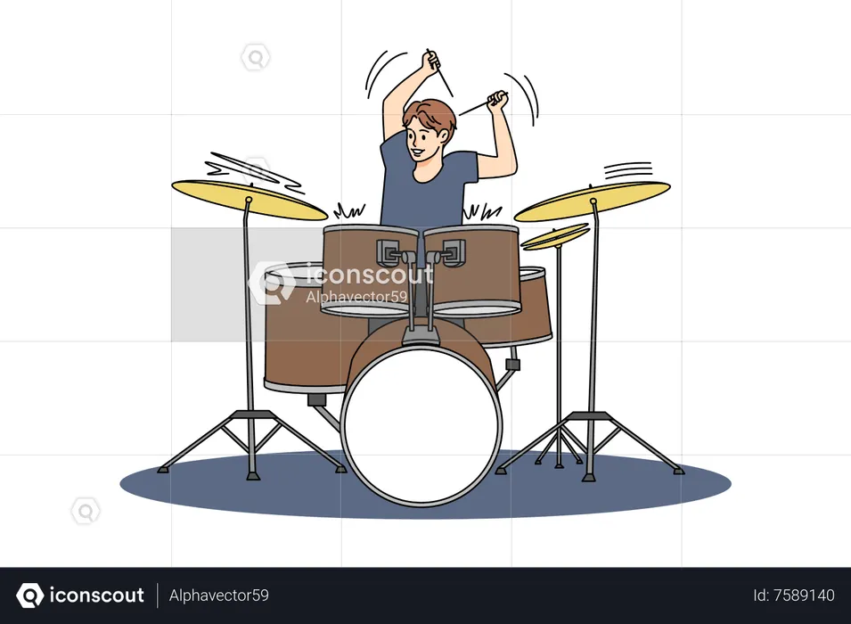 Band drummer performing  Illustration