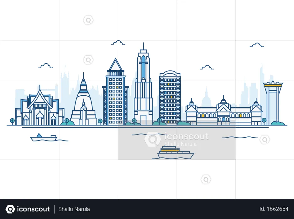 Bangkok skyline  Illustration