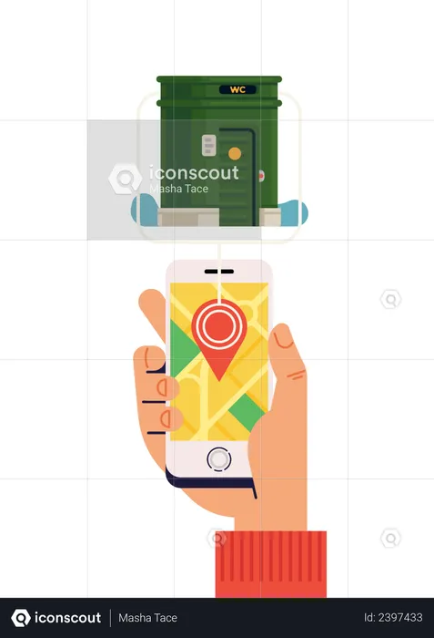 Banheiro público perto de mim pesquisado no mapa do celular  Ilustração