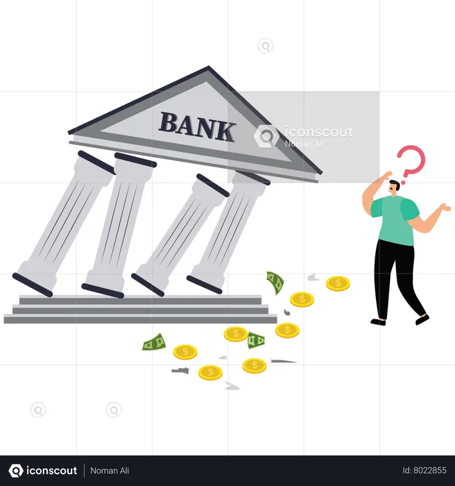 Best Bank at risk to collapse Illustration download in PNG Vector format