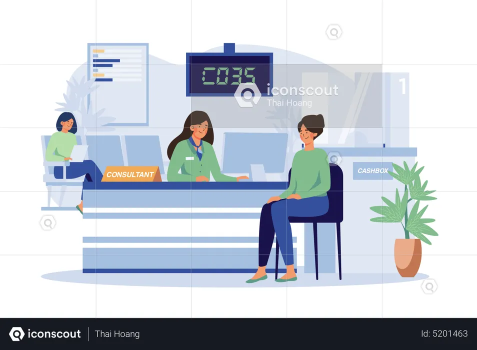 Bank Consultant Working With Customers  Illustration