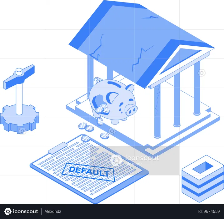 銀行の債務不履行と経済的損失  イラスト