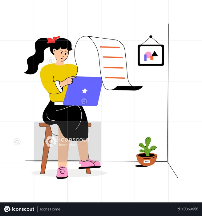 Bank employee reviewing Loan Document  Illustration