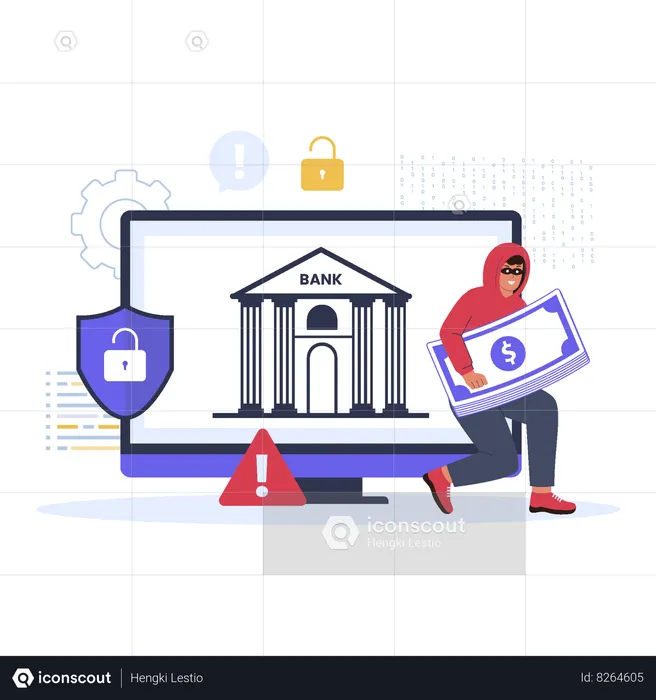 Bank hacking attack  Illustration