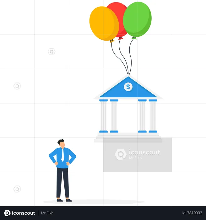 Bank interest rate rising up  Illustration