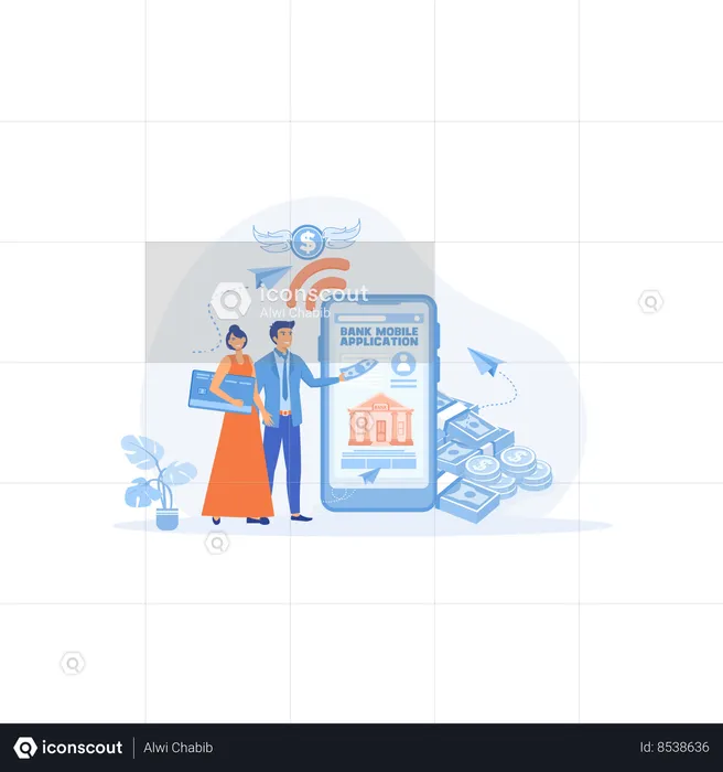 Bank Mobile Application  Illustration