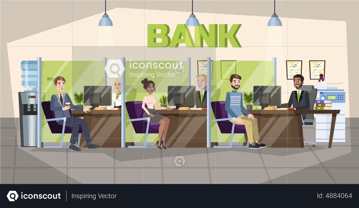 Bank Office Interior  Illustration