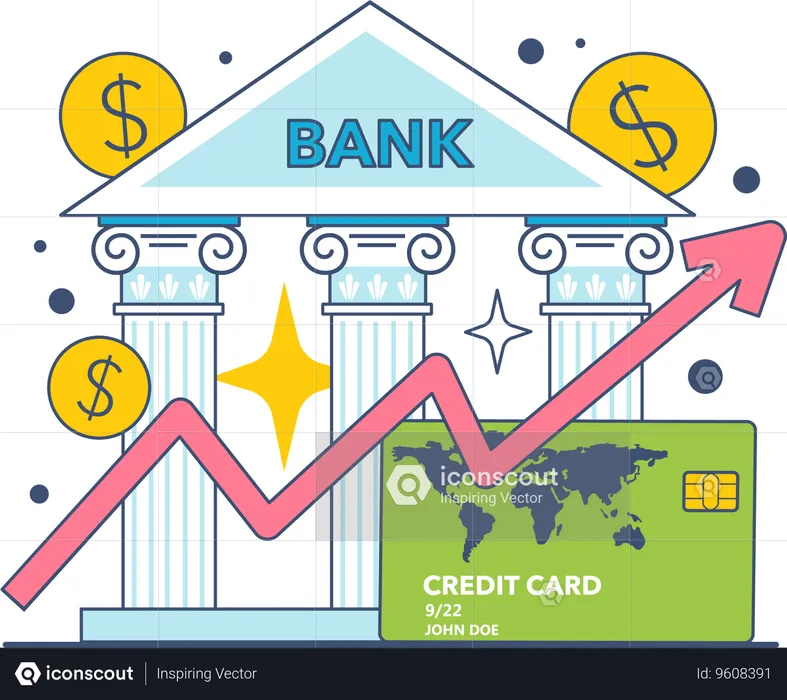 Bank prepares growth chart report  Illustration