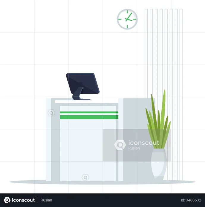 Bank Reception Counter  Illustration