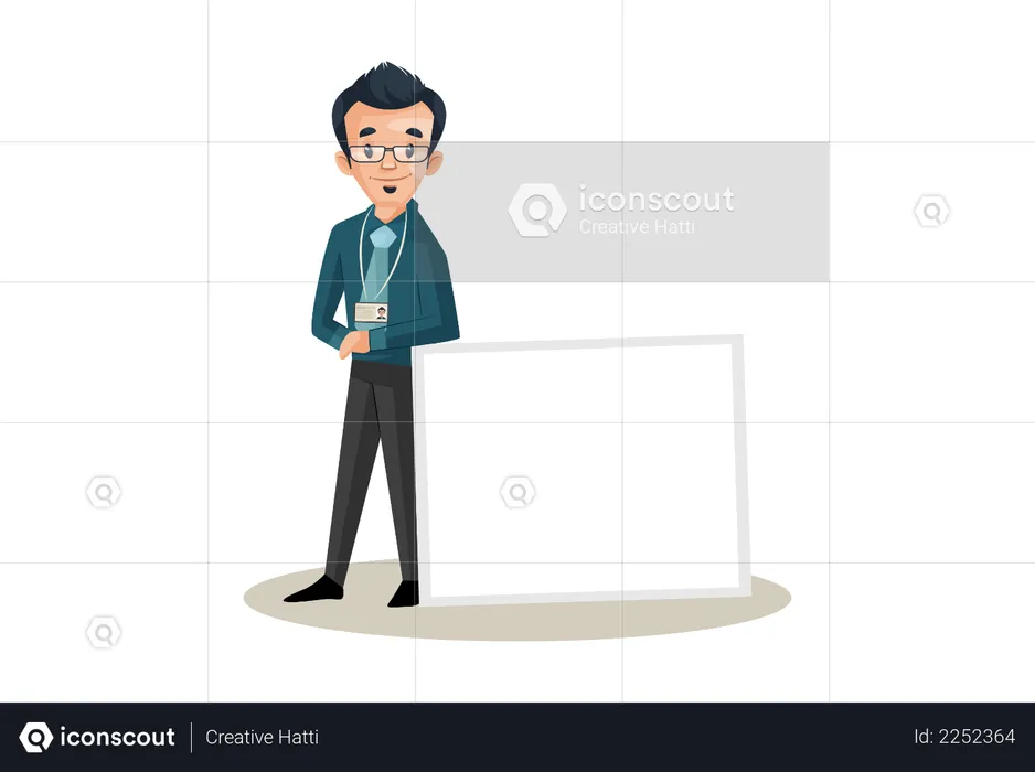Banker is holding a empty whiteboard  Illustration