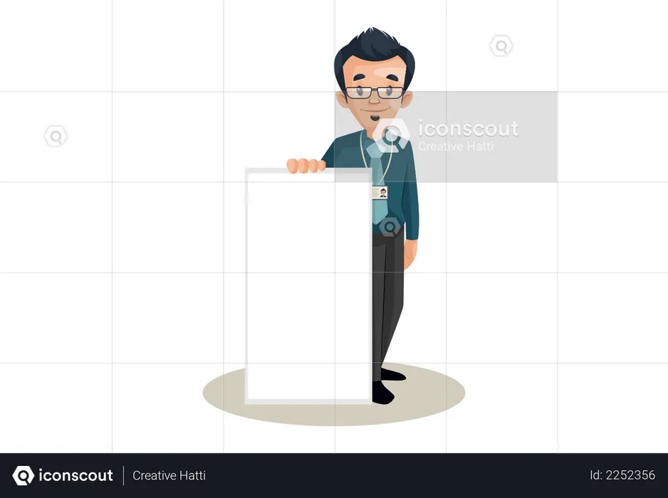 Banker is holding empty board  Illustration