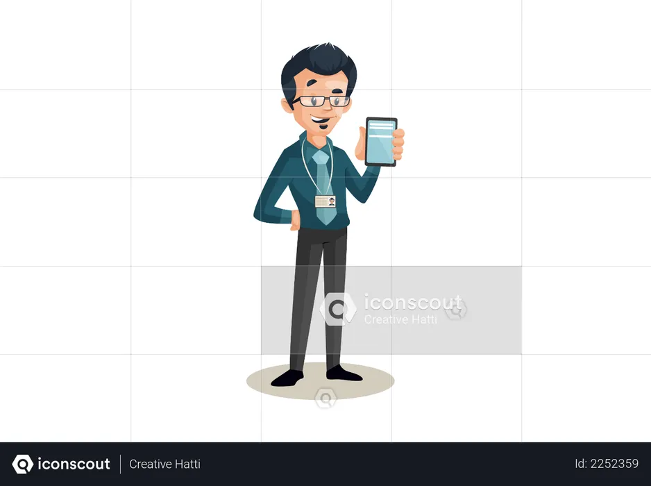 Banker is showing mobile phone  Illustration
