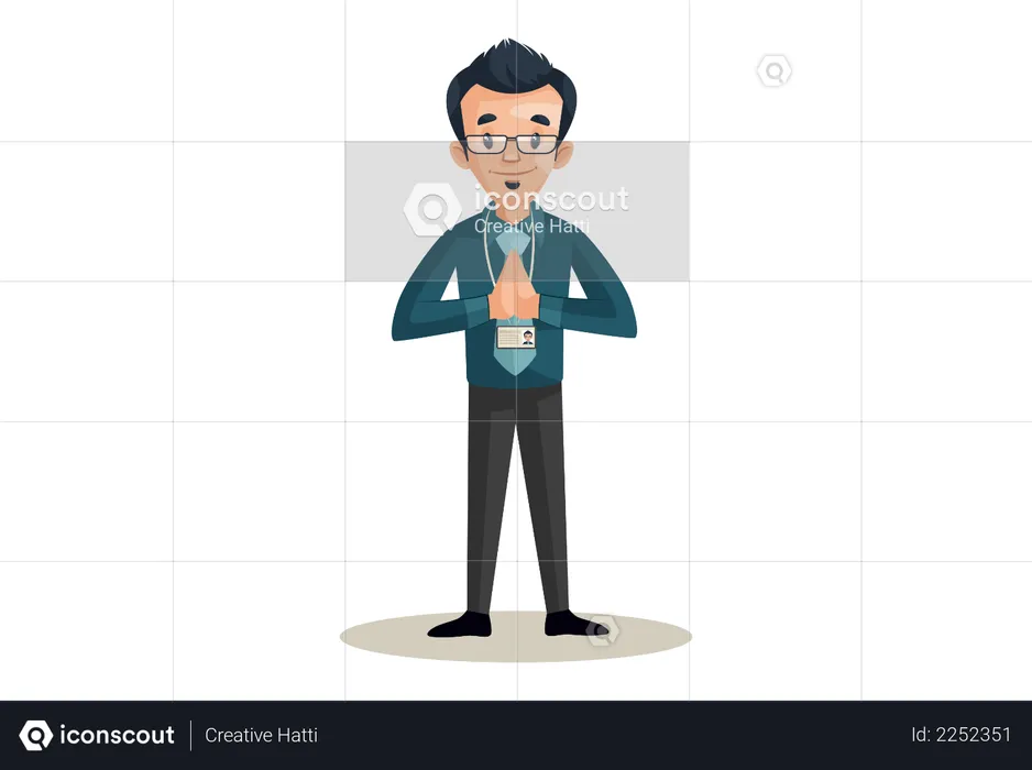 Banker with Namaste greet  Illustration