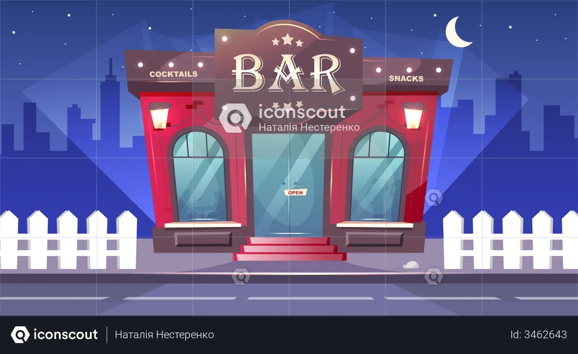 Bar at nighttime  Illustration