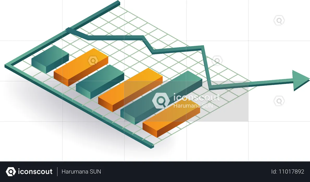 Bar chart analyst and data management  Illustration