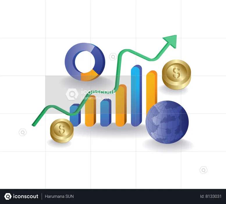 Bar diagram of business development analysis  Illustration