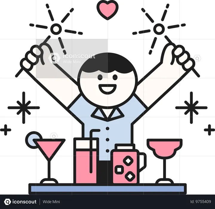 Bar tender serving drink  Illustration