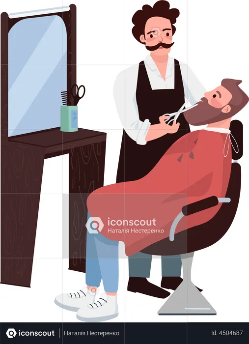 Barber and bearded man  Illustration