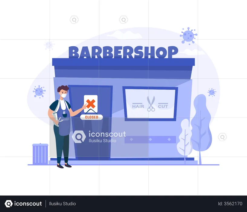 Barbershop is closed  Illustration