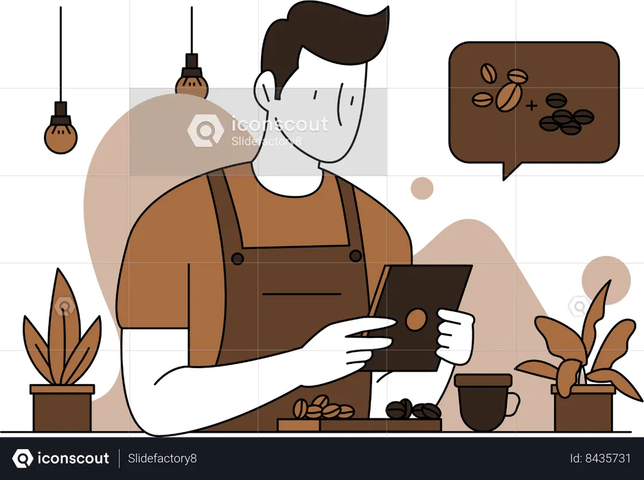 Barista Is Mixing Coffee Bean  Illustration