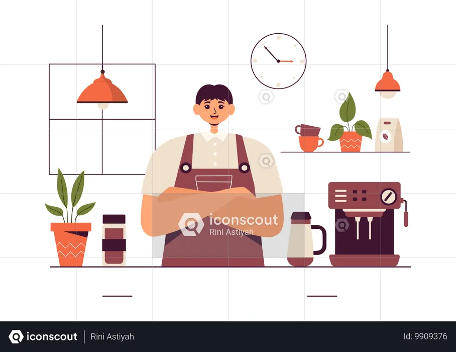 Barista Making Coffee  Illustration