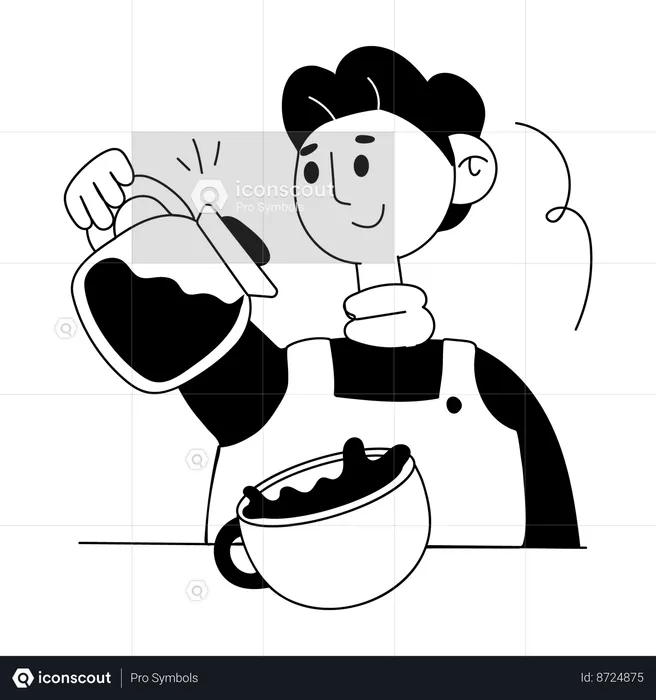 Barista making coffee in cafe  Illustration